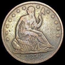 1858 Seated Liberty Half Dollar LIGHTLY CIRCULATED