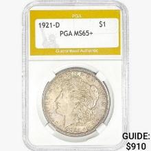 1921-D Morgan Silver Dollar PGA MS65+