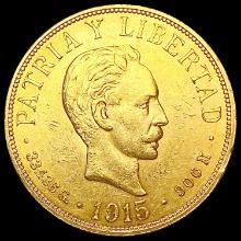 1915 Cuba .9675oz Gold 20 Pesos CHOICE AU