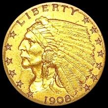 1908 $2.50 Gold Quarter Eagle CLOSELY UNCIRCULATED