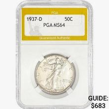 1937-D Walking Liberty Half Dollar PGA MS64