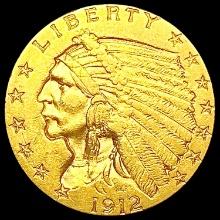 1912 $2.50 Gold Quarter Eagle CLOSELY UNCIRCULATED