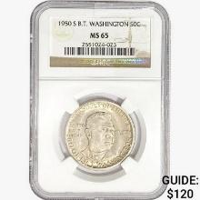 1950-S Booker T Half Dollar NGC MS65