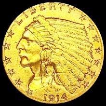 1914-D $2.50 Gold Quarter Eagle CLOSELY UNCIRCULAT