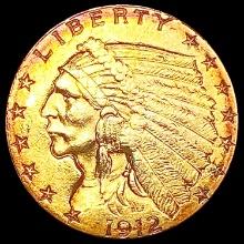 1912 $2.50 Gold Quarter Eagle CLOSELY UNCIRCULATED