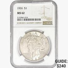 1926 Silver Peace Dollar NGC MS62