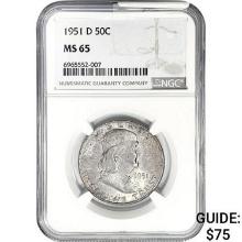 1951-D Franklin Half Dollar NGC MS65