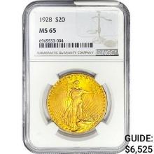 1928 $20 Gold Double Eagle NGC MS65