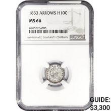 1853 Seated Liberty Half Dime NGC MS66 ARWS