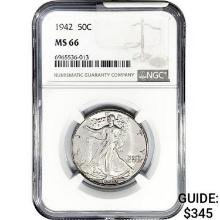 1942 Walking Liberty Half Dollar NGC MS66