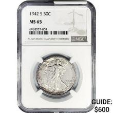 1942-S Walking Liberty Half Dollar NGC MS65