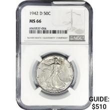 1942-D Walking Liberty Half Dollar NGC MS66