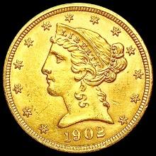 1902 $5 Gold Half Eagle UNCIRCULATED