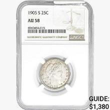 1905-S Barber Quarter NGC AU58