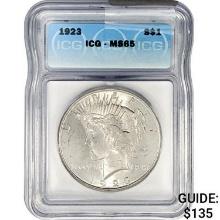 1923 Silver Peace Dollar ICG MS65