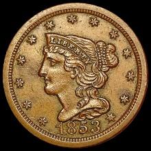 1853 Braided Hair Half Cent CHOICE AU