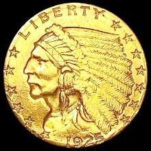 1925-D $2.50 Gold Quarter Eagle CLOSELY UNCIRCULAT