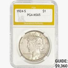 1924-S Silver Peace Dollar PGA MS65