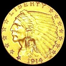 1914-D $2.50 Gold Quarter Eagle CLOSELY UNCIRCULAT