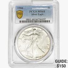 1986 Silver Eagle PCGS MS68