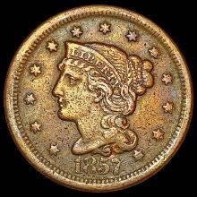 1857 Braided Hair Large Cent CLOSELY UNCIRCULATED