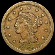 1849 Braided Hair Large Cent ABOUT UNCIRCULATED