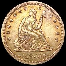 1855 Arws Seated Liberty Quarter CHOICE AU