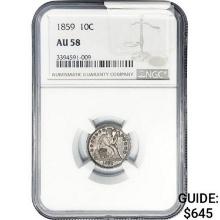 1859 Seated Liberty Dime NGC AU58