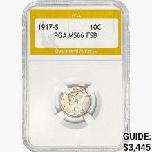 1917-S Mercury Silver Dime PGA MS66 FSB