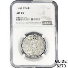 1944-D Walking Liberty Half Dollar NGC MS65