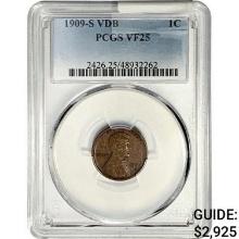 1909-S VDB Wheat Cent PCGS VF25