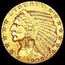 1909 $5 Gold Half Eagle CLOSELY UNCIRCULATED