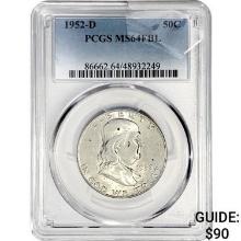 1952-D Franklin Half Dollar PCGS MS64 FBL