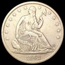 1862-S Lg S Seated Liberty Half Dollar NEARLY UNCI