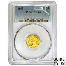 1915 $2.50 Gold Quarter Eagle PCGS MS63