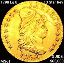 1798 Lg 8 13 Star Rev $5 Gold Half Eagle