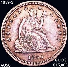 1859-S Seated Liberty Quarter CHOICE AU