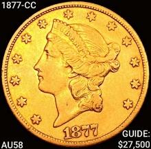 1877-CC $20 Gold Double Eagle CHOICE AU