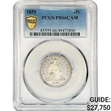 1859 Seated Liberty Quarter PCGS PR66 CAM