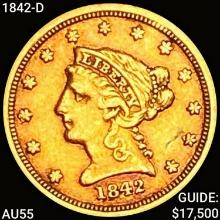 1842-D $2.50 Gold Quarter Eagle CLOSELY UNCIRCULAT