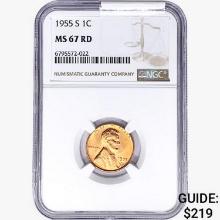 1955-S Wheat Cent NGC MS67 RD