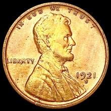 1921-S Wheat Cent CLOSELY UNCIRCULATED