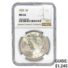 1923 Silver Peace Dollar NGC MS66