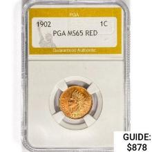 1902 Indian Head Cent PGA MS65 RED