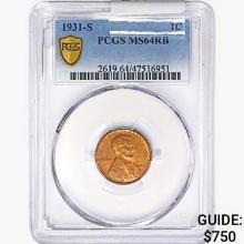 1931-S Wheat Cent PCGS MS64 RB