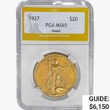 1927 $20 Gold Double Eagle PGA MS65 Detail