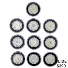 1899-1915 Varied Date Barber Half Dollars [10 Coin