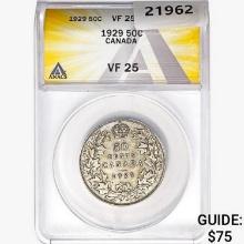 1929 Canada Half Dollar ANACS VF25