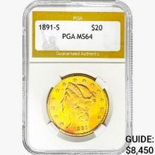 1891-S $20 Gold Double Eagle PGA MS64