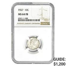 1927 Mercury Silver Dime NGC MS64 FB